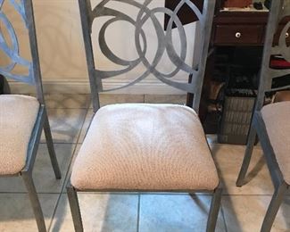 6 chairs - wrought iron backing