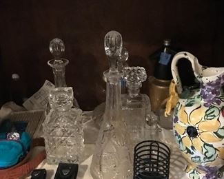 Glassware and liquor bottles