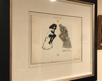 Thinker of the Masters (LeRoy Neiman- the Thinker). Original watercolor and Ink with certificate.  
