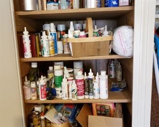 Lots of glues, paints and other art supplies