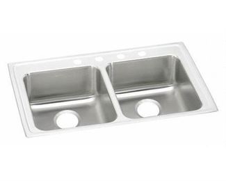Elkay LRAD3321653 18 Gauge Stainless Steel 33 x 21.25 x 6.5 Double Bowl Top Mount Sink