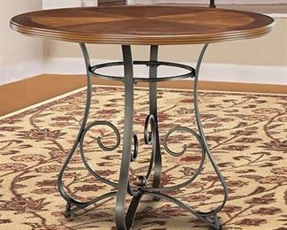 Powell Harrington Cherry Pub Table, Matte Pewter and Bronze, Box 1 of 2