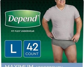 Depend Fit-Flex Incontinence Underwear for Men, Maximum Absorbency, L, Gray - 42 ea