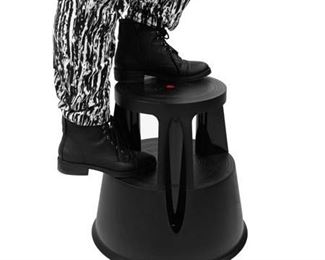 Mind Reader Tall Step Stool Rolling Non-Skid with Rubber Stepstool, Steady Stable Booster, Black
