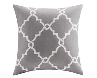 Madison Park Westmont Fretwork Print Throw Pillow (Grey)
