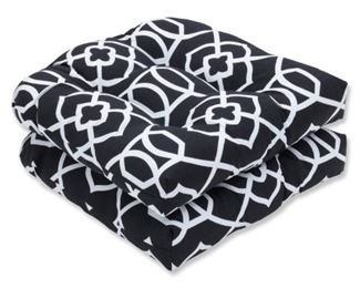Outdoor/Indoor Kirkland Black Wicker Seat Cushion Set of 2 - Pillow Perfect