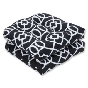 Outdoor/Indoor Kirkland Black Wicker Seat Cushion Set of 2 - Pillow Perfect