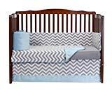 Baby Doll Minky Chevron 4 Piece Crib Bedding Set, Blue