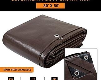 30 x 50 Super Heavy Duty 16 Mil Brown Poly Tarp ultra thick UV resistant
