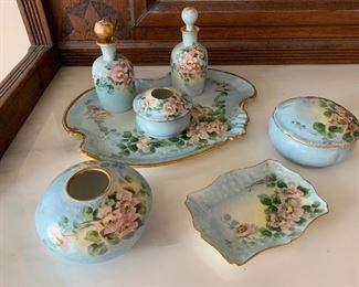 Signed and hand painted Limoges Vanity set