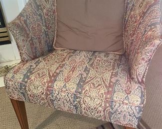 Four upholstered club chairs
