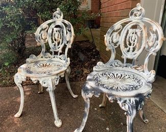 Antique cast iron English lawn chairs