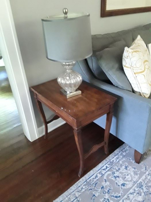 Pair of Glass and Gray Shade Lamps
End Table