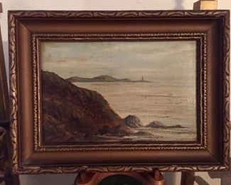 Antique Oil of California Seascape
