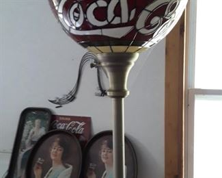 Coca Cola Standing Floor Lamp, Resin Shade. 