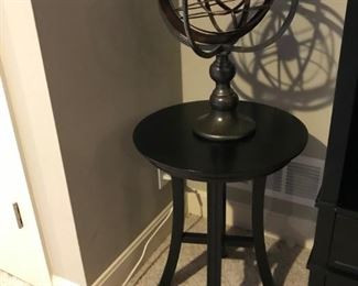 Small black round side table