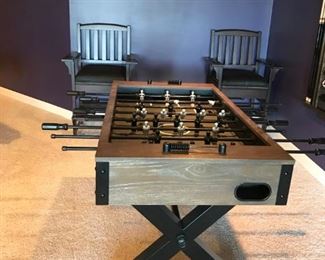 American Heritage Element Foosball game table in a driftwood finish and Pewter/Black players