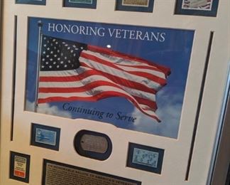 Honoring Veterans - Commemorative US stamp collectibles, nicely framed and matted.