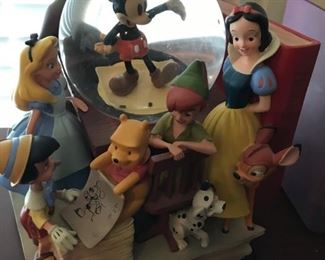 "Disney Through The Years" Snowglobe Bookends -Lights up and plays music