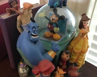 "Disney Through The Years" Snowglobe Bookends -Lights up and plays music