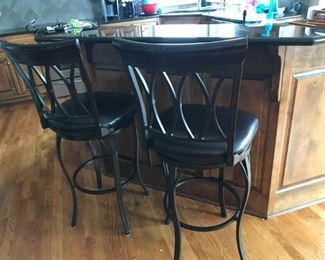 Pair of bronze, swivel counter stools 