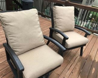 Patio table with 6 chairs and umbrella stand