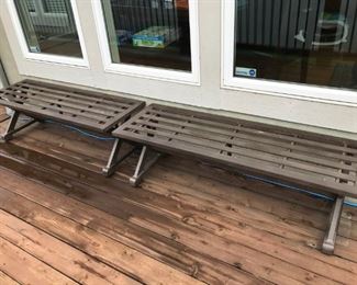 Set of 4 patio benches (cushions included but not shown)