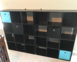 Pair of black, multi cube organizers