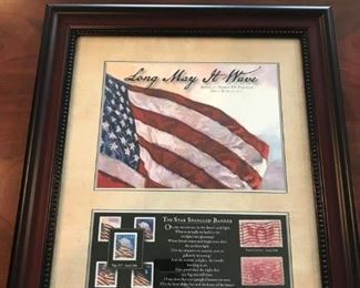 "Long May It Wave" Commemorative US stamp collectibles, nicely framed and matted.