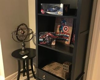 Black solid wood Book shelf with bottom drawers (with matching End Table)