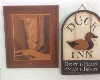 Wood reproduction signs and carvings
