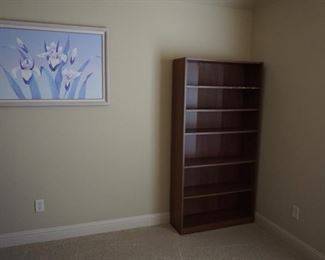 Wooden Shelf and Flower Artwork.