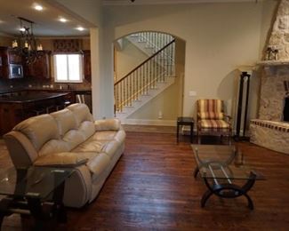 Living Room Sofa. Modern Glass Tables.