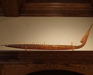 Carved Decorative Wooden Boat.