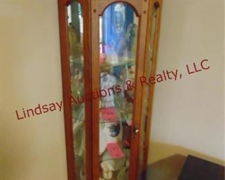 196 Oak 3 sided lighted corner display curio cabinet