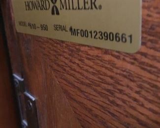 Label on inside of clock door. 
