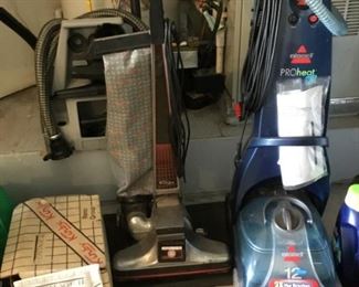 Vintage Kirby with Attachments and Shampooer, Bissell Proheat 2X Cleaning System.