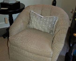Pair of upholstered swivel chairs