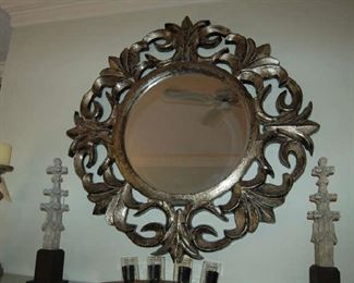 Burnished silver mirror