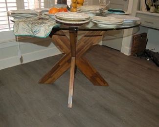 Wooden and glass dining table