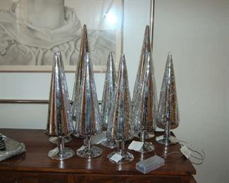 A forest of lighted silver trees