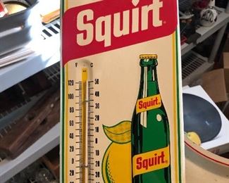 Metal Squirt Soda thermometer sign