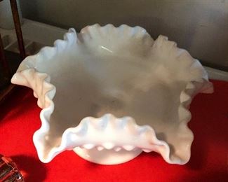 Fenton hobnail ruffled vase