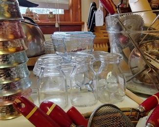 Half pint milk bottles now filled with vintage marbles