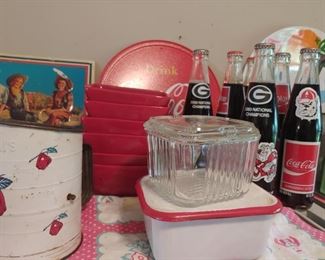 Clear and metal refrigerator dishes