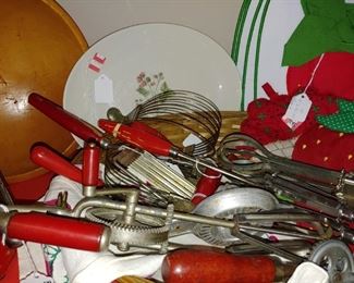 Each collection of very old kitchen red wooden handles