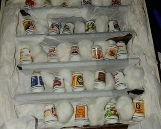 Brand new vintage full collection of Franklin Mint vintage advertising thimbles with display case