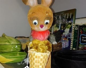 Hilarious late 1960s flocked bunny bank