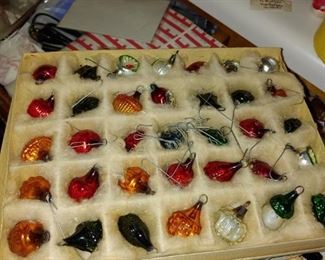 Miniature German Christmas ornaments in box