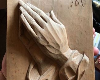 Beautiful wooden carving praying hands